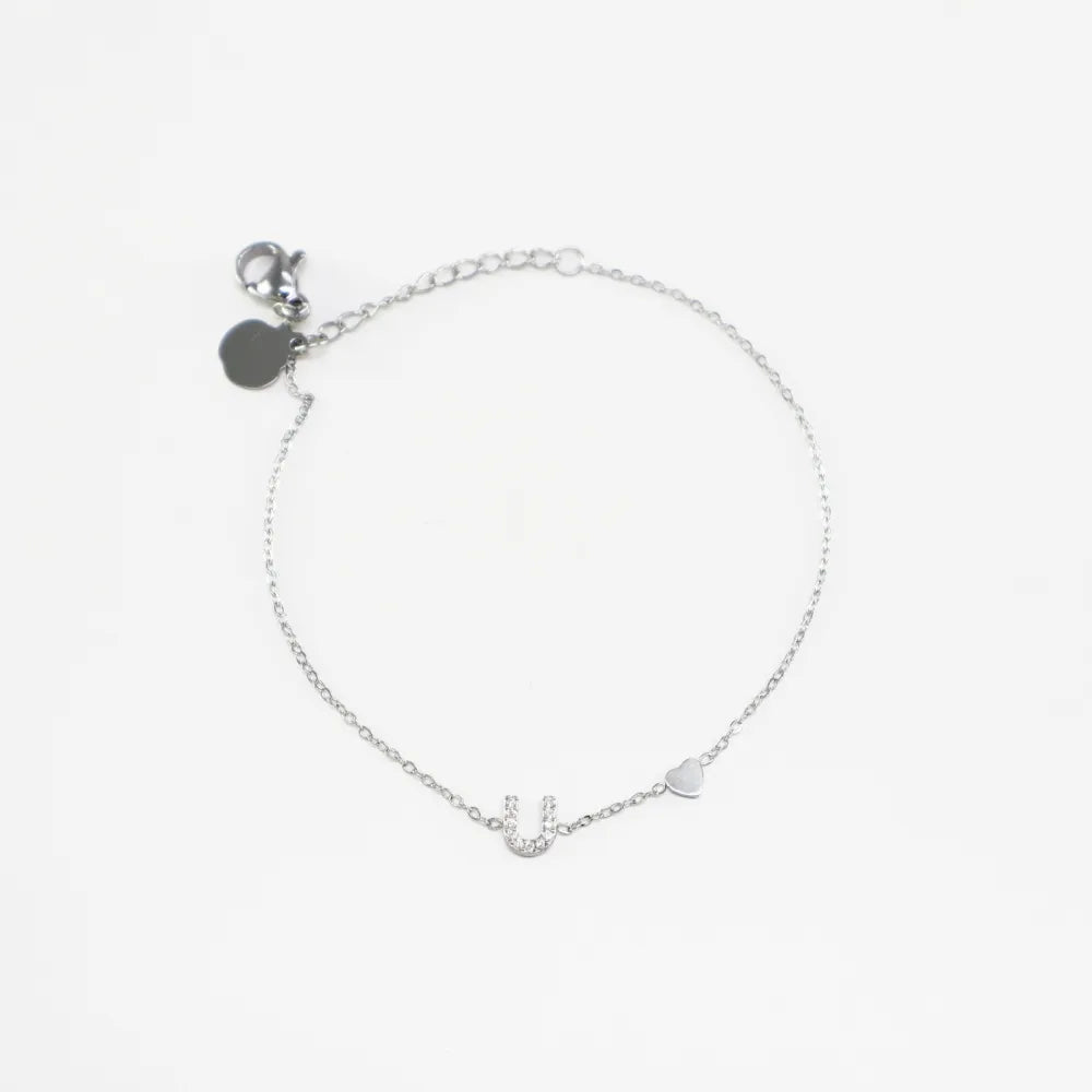 Pulsera Plateada con Inicial Personalizada