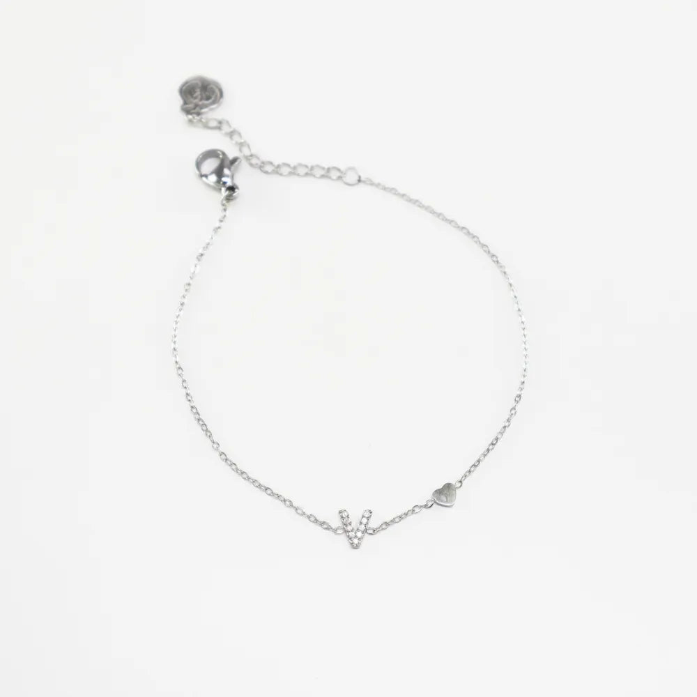 Pulsera Plateada con Inicial Personalizada