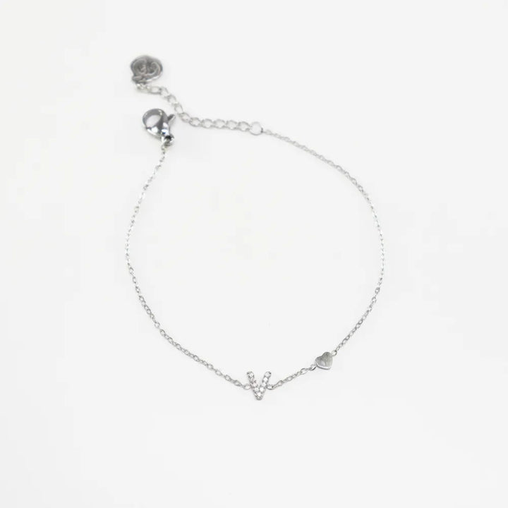 Pulsera Plateada con Inicial Personalizada