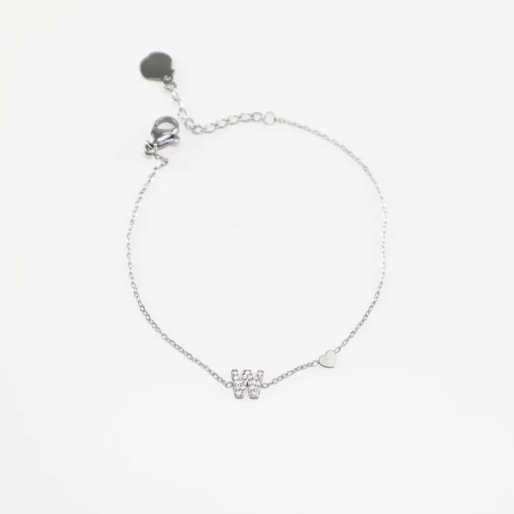 Pulsera Plateada con Inicial Personalizada