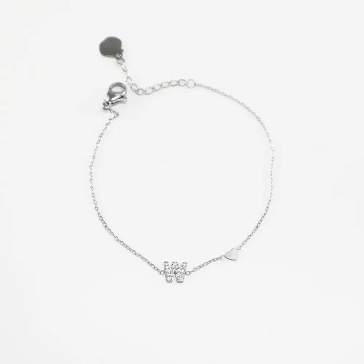 Pulsera Plateada con Inicial Personalizada