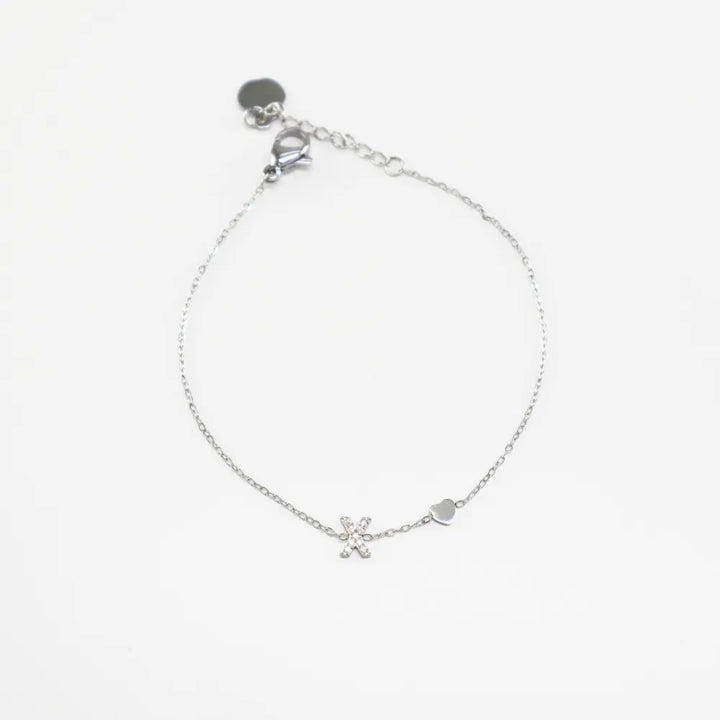 Pulsera Plateada con Inicial Personalizada