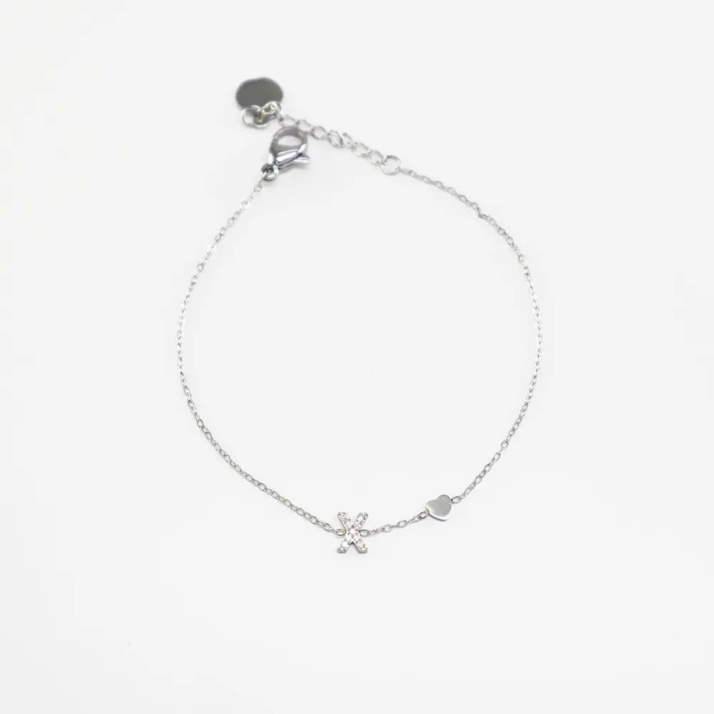 Pulsera Plateada con Inicial Personalizada