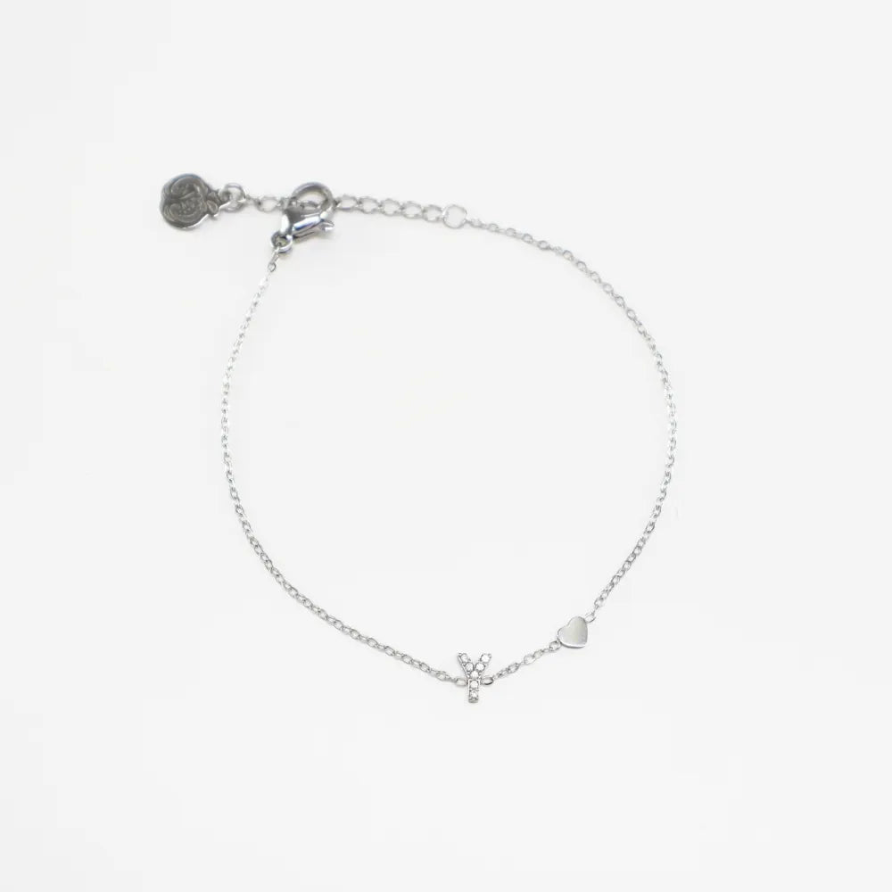 Pulsera Plateada con Inicial Personalizada
