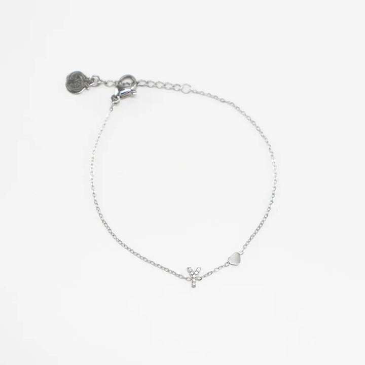 Pulsera Plateada con Inicial Personalizada