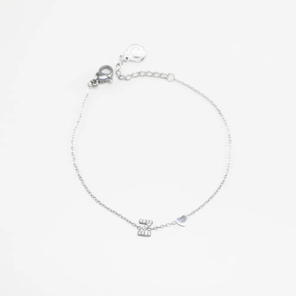 Pulsera Plateada con Inicial Personalizada
