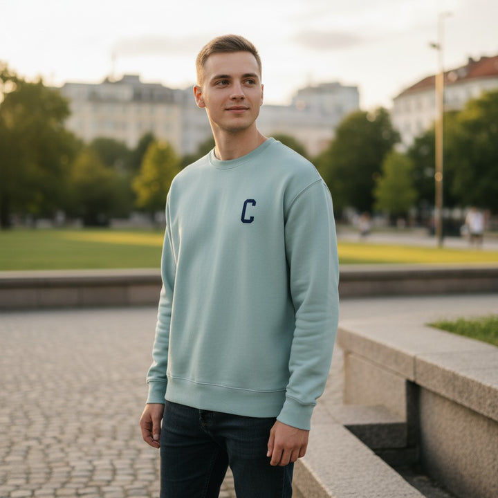 sudadera belorias letter edition verde sage letra personalizada regalo universidad inicial